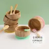 Låt oss göra Baby Feeding Table Seary Set Natural Bamboo Bowl med Silicone Suction Cup BPA Gratis sked Anti-Scaling Kids Table Seary 240102