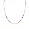 Collier ras du cou en perles d'eau douce colorées pour femmes, Mini collier de perles d'eau douce exquis, à la mode, cadeau de fête
