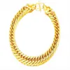 Pulsera de color dorado chapado en oro real de 18 quilates, tamaño 8 mm, 20 cm, brazalete de cadena grande y grueso para hombres, joyería entera 213O