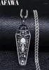 Afawa Witchcraft Vulture Coffin Pentagram Inverterad Cross rostfritt stålhalsband hängsmycken Kvinnor Silverfärgsmycken N3315S0218403859