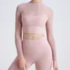 Aktif Gömlekler Seksi Mesh Yoga Uzun Kollu Sütyen Giyim Çalışıyor Hızlı Kurutma Sporları 1 Sub Fitness Üst Sıkı Pantolon