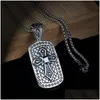 Pendant Necklaces Retro Cross Id Necklace Pendant Stainless Steel Chain Ancient Sier Hip Hop Necklaces For Men Fashion Fine Jewelry Dr Dh09J