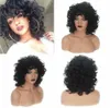 Peruca afro fashion preta curta encaracolada sintética cabelo bob completo para mulheres perucas onduladas 1069198