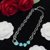 Nouveau conçu rose émail amour collier bracelet femmes mariage dopamine bleu diamant coeur pendentif oreille boucle d'oreille concepteur bijoux approvisionnement