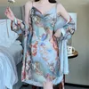 Casual Dresses DISCVRY 2024 Summer Women Dress Angel Oil Painting Printing Spaghetti Strap Swinging Collar Elegant One-Piece