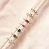 Cluster Rings INS Exquisite Simplicity Colorful Zircon Ring For Girl Women Gold Plated CZ Stone Party Jewelry Adjustable Open Finger