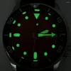 Relógios de pulso Tandorio 37mm Diver Watch S NH36 Homens Automáticos Relógio de Pulso Dia da Semana 120 Cliques Bezel Plano Safira Vidro Waffle Banda Índice Preto