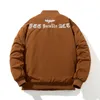 Höst- och vintergotiskt teckensnitt broderi ytterkläder rockar brun bombplan jacka män och kvinnor huva streetwear jaqueta feminina 240102