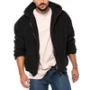 Men's Jackets Solid Color Jacket Cozy Winter Coat Thick Double-sided Fleece Hooded Zip Up With Soft Long Sleeves Cold Resistant Pockets