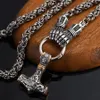 Colliers pendants Hammer Mjolnir Fist Rune Collier en acier inoxydable Men de bijoux nordiques VIKING287U