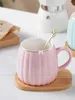 Tazas y platillos para celebridades de Internet, Instagram, estilo nórdico, taza de café pintada en oro con cuchara, taza de agua para oficina, leche minimalista