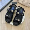 dad sandals designer sandals Women classic Sandals casual flat sandals Luxury leather bow dad sandal Summer Outdoor beach sandals velour bowknot Pearl sandals