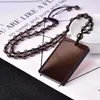Pendant Necklaces 40 60mm Natural Black Obsidian Blank Necklace Men Women Fine Jewelry Stone Lucky Charm Amulet Sweater Chain