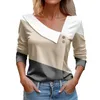 Blouses pour femmes mode élégante impression col diagonale chemise automne haute rue décontracté à manches longues chemises amples pour les femmes 2024