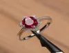 Cluster Rings Utimtree 925 Sterling Silver Red Crystal Ring With Bling Zircon Stone For Women Fashion Jewelry Wedding Engagement R3386130