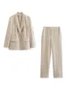 Calças de duas peças femininas terno de verão blazer calça ternos 2 peças define casual listrado blazers casacos e calças feminino elegante ol roupas