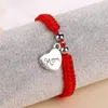 Charm geflochtene Fadenschnur, verstellbarer Armreif, Schmuck, modischer Trend, rotes Seil, Serie, Familie, Liebe, Anhänger, handgewebtes Armband