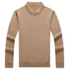 Herensweaters Lente en herfst Casual trui Mode-gebreide polokraag Effen kleur Slank dieptepunt