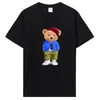 Camisetas masculinas novidade teddy bear tshirt harajuku cartoon gráfico topo mulheres homens moda algodão camiseta casais manga curta kawaii impressão