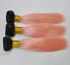 Epacket 100 menselijk 1B Roze Rose Goud Ombre Menselijk haarbundels Braziliaans haar 3 bundels Remy Hair Extensions3770448