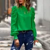 Kvinnors blusar Casual Turtleneck långärmad skjorta Blus Office Lady Autumn Fashion Elegant Solid Puff Shirts For Women 2024 Tops