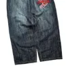 Jeans larghi da strada da uomo e da donna Hiphop retrò con lettera oversize ricamata Y2K Pantaloni dritti a gamba larga gotica in denim 231229