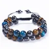 Chaîne 10 mm Bracelet en pierre d'oeil de tigre bleu double couche perlée tressée aimant hématite réglable pour hommes livraison directe bijoux Bracele Dhirq