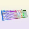 T6 USB Wired Keyboard Mouse Set Rainbow LED Backlight 104 touches 1000 DPI Keyboards mécaniques jeu pour ordinateur portable EPACKET547423