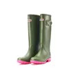 Botas de chuva femininas de borracha, botas impermeáveis foscas até o joelho, botas Wellington para trabalho em jardim 240102