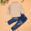 2024 European and American fashion boy cowboy clothing set baby boy coat +polo shirt+jeans 3-piece children's cowboy