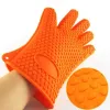 Kitchen Microwave Oven Baking Gloves Thermal Insulation Anti Slip Silicone Five-Finger Heat Resistant Safe Non-toxic gloves 50 PCS W95955 LL