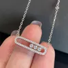 Luxury Pendant Necklace Top S925 Sterling Silver Link Uno Move Brand Designer Three Movable Zircon Hollow Square Charm Short Chian Choker For Women Jewelry