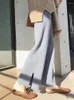 Pantaloni da donna eleganti 2024 autunno inverno moda coreana abbigliamento donna pantaloni a vita alta in maglia solida gamba larga LARGA