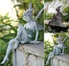 Flower Fairy Sculpture Garden Landscaping Yard Art Ornament Harts Turek Sitting Staty Outdoor Angel Figurines Craft Decoration Q03035301