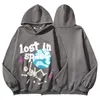 Tide American Sweet Cool Ageing Sweater Loose Fall and Winter Washed Cotton Padded Men and Women Couple Hooded Tops Cartoon Printing Street Sweater