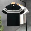 Herenpolo's Zomer Oversized Eenvoud Knopen Ronde kraag Poloshirts Kleding Temperament Gestreepte trui T-shirt met korte mouwen