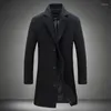 Men's Trench Coats Autumn Winter Fashion Woolen Solid Color Single Breasted Lapel Long Coat Jacket Casual Overcoat Plus Size 5XL