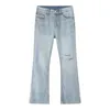 Jeans para hombres Estilo de moda coreana recta para hombres azul casual original flaco estiramiento lavado pantalones acampanados rasgados denim streetwear