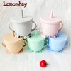 5st Baby Feeding Cups Baby Learning Baby Drinkware Silicone Sippy Cup för småbarn barn med silikon Sippy Cup lock Solid 231229