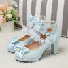 Scarpe eleganti Drop Splendido fiocco di perle Tacchi Lolita Fibbia in metallo Pizzo Tacco alto Singolo Taglie forti Mary Jane Donna 3446