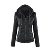 Gótico falso jaqueta de couro feminino casaco hoodies inverno outono motocicleta jaqueta preto outerwear couro plutônio básico casaco 231229