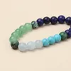 Strand Yuokiaa Fashionable 8mm Natural Blue Gold Green Dongling Beaded Armband Meditation Yoga Healing Herr- och kvinnors smycken