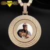 Grand Spin rond personnalisé image mémoire médaillons solide pendentif collier glace plein de cristal hommes Hip Hop Pers321H