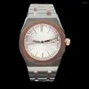 Montres-bracelets 2024 Luxe Rose Or Montre Pour Hommes 77351OR Boîtier En Acier Automatique Automatique Cadran Blanc Relogio Masculino