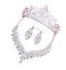 2019 Nuovi orecchini trafitti Collana Corona tre pezzi Strass Set di gioielli da sposa Corona Copricapo Diademi Donne Banchetto nuziale Acc9301760