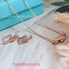 Family T Double Ring TifannisSM Necklace Fashion Light Luxury High Edition 925 Silver Horseshoe Plated With 18k Gold Buckle Pendant