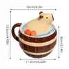 Tasses 450ml mignon Capybara céramique tasse avec couvercle poignée grande capacité café en céramique thé tasses Drinkware dessin animé Kawaii enfants cadeau