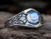 Bröllopsringar vintage retro snicker medeltida färggladmånsten ring silver för män nordisk keltisk manlig punk smycken1408386