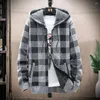 Men's Sweaters Plaid Fleece Lined Hooded Warm Thick Jacket Casual Long Sleeve Sherpa Hoodies With Full Zip Up Gym Sports