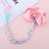 Accessori per capelli Regali di compleanno Bambini invisibili Parrucca da cartone animato Ragazze Treccia colorata Coda di cavallo Copricapo per bambini Fiocco carino